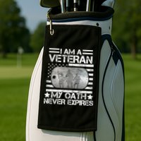 I Am A Veteran My Oath Never Expires Dog Tag Golf Towel