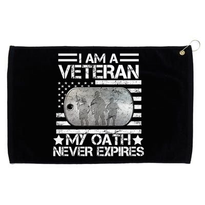 I Am A Veteran My Oath Never Expires Dog Tag Grommeted Golf Towel