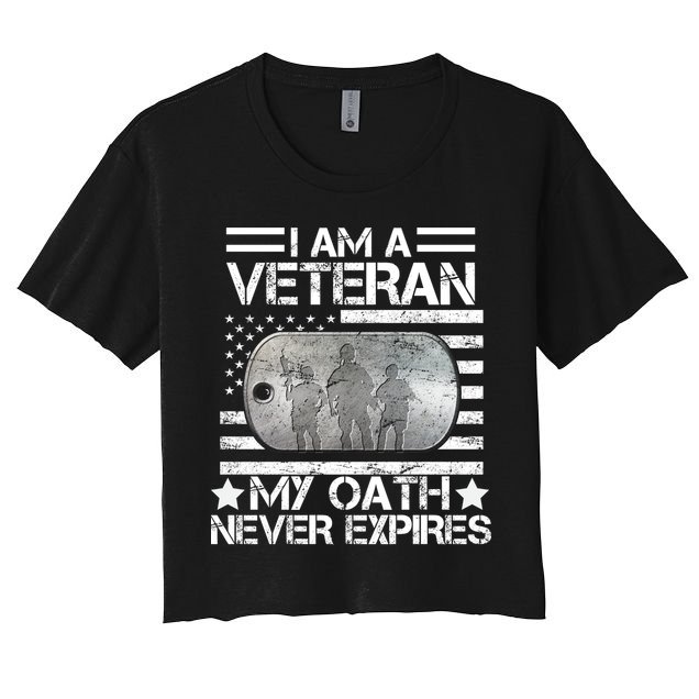 I Am A Veteran My Oath Never Expires Dog Tag Crop Top