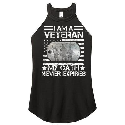 I Am A Veteran My Oath Never Expires Dog Tag Women’s Perfect Tri Rocker Tank