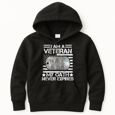 I Am A Veteran My Oath Never Expires Dog Tag Kids Hoodie