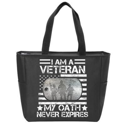 I Am A Veteran My Oath Never Expires Dog Tag Zip Tote Bag