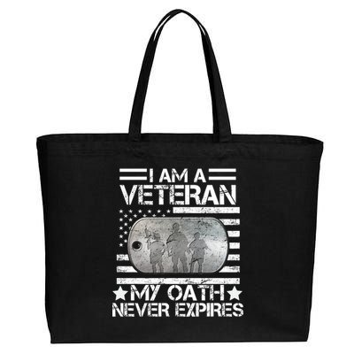 I Am A Veteran My Oath Never Expires Dog Tag Cotton Canvas Jumbo Tote