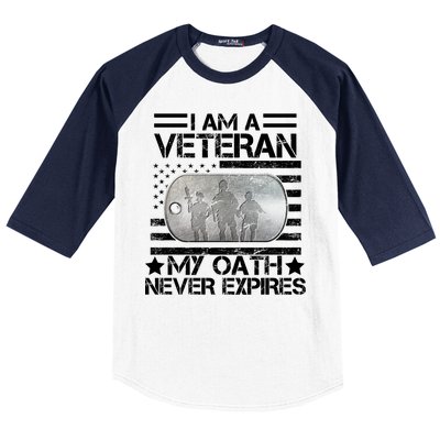 I Am A Veteran My Oath Never Expires Dog Tag Baseball Sleeve Shirt