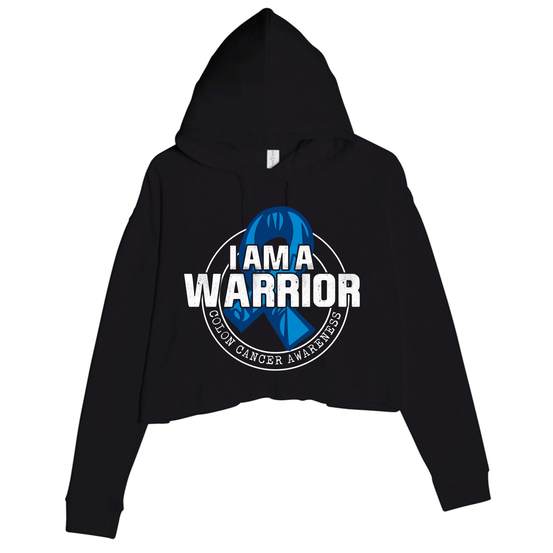 I Am A Warrior Colon Cancer Awareness Crop Fleece Hoodie