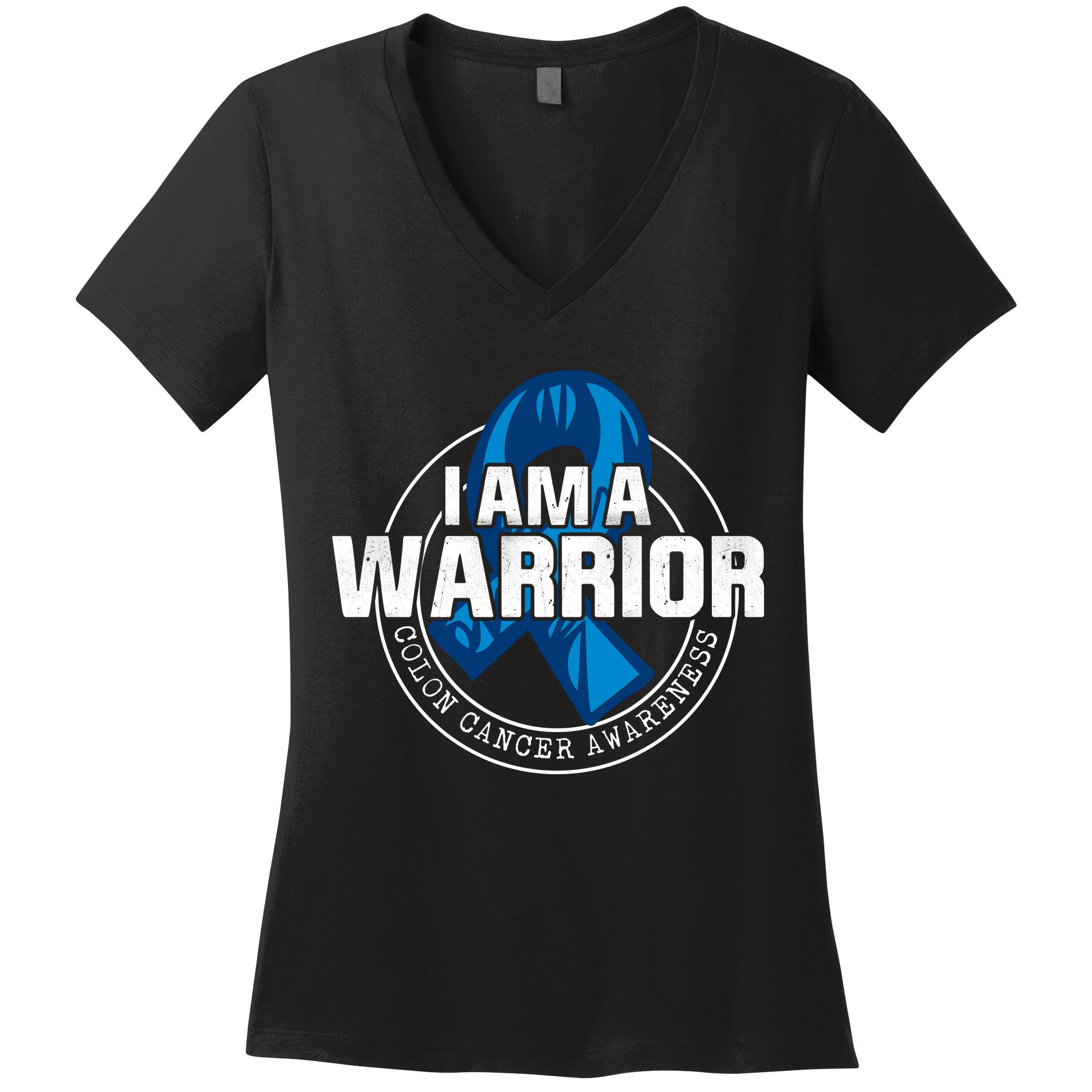 I Am A Warrior Colon Cancer Awareness Women's V-Neck T-Shirt
