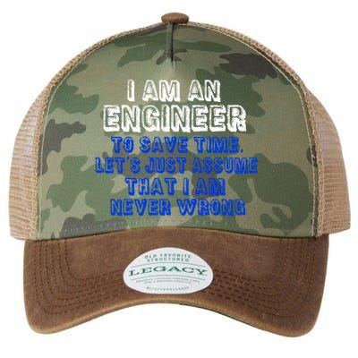 I Am An Engineer Save Time Never Wrong Legacy Tie Dye Trucker Hat