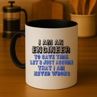 I Am An Engineer Save Time Never Wrong Mug