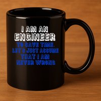 I Am An Engineer Save Time Never Wrong 11oz C Handle Ceramic Mug
