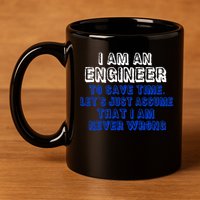 I Am An Engineer Save Time Never Wrong 11oz C Handle Ceramic Mug