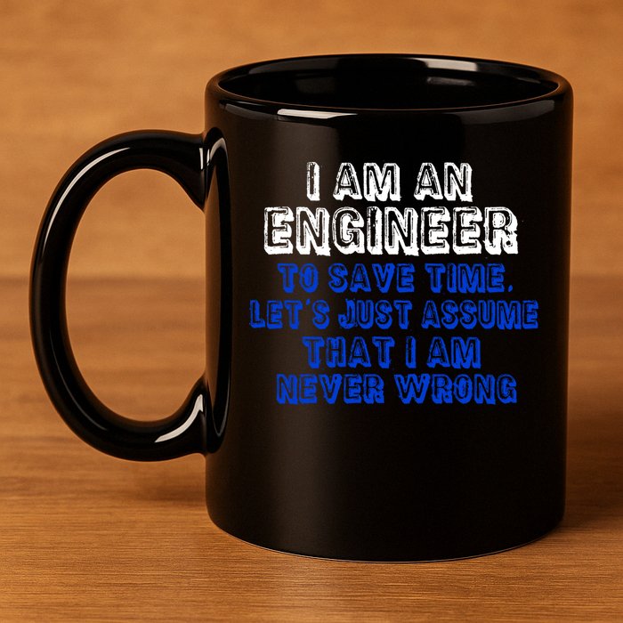 I Am An Engineer Save Time Never Wrong 11oz C Handle Ceramic Mug