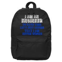 I Am An Engineer Save Time Never Wrong 16 in Basic Backpack