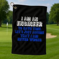 I Am An Engineer Save Time Never Wrong Golf Towel