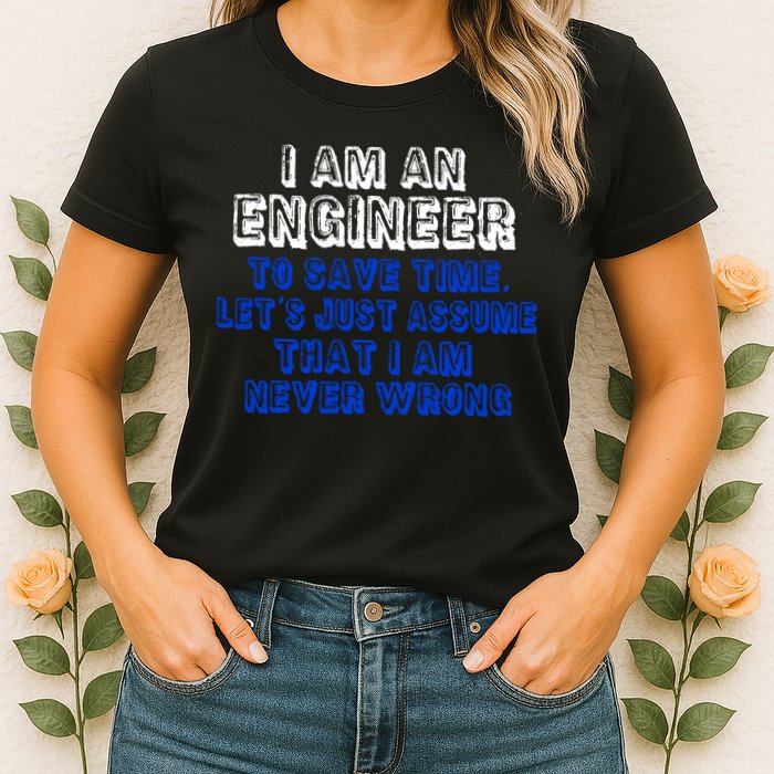 I Am An Engineer Save Time Never Wrong Womens T-Shirt