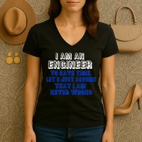 I Am An Engineer Save Time Never Wrong Women's V-Neck T-Shirt