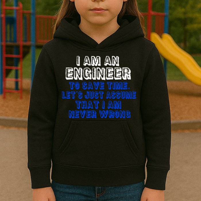 I Am An Engineer Save Time Never Wrong Kids Hoodie