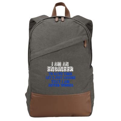I Am An Engineer Save Time Never Wrong Cotton Canvas Backpack