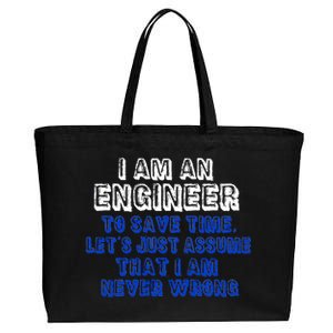 I Am An Engineer Save Time Never Wrong Cotton Canvas Jumbo Tote