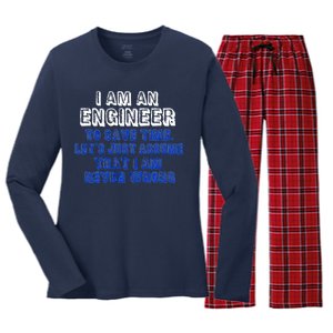 I Am An Engineer Save Time Never Wrong Women's Long Sleeve Flannel Pajama Set 