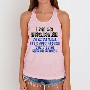 I Am An Engineer Save Time Never Wrong Women's Knotted Racerback Tank