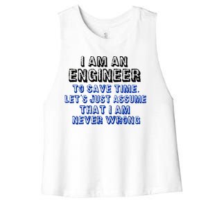 I Am An Engineer Save Time Never Wrong Women's Racerback Cropped Tank