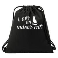 I Am An Indoor Cat Drawstring Bag