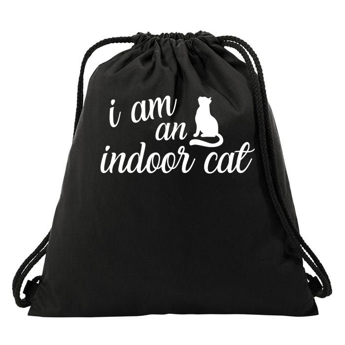 I Am An Indoor Cat Drawstring Bag