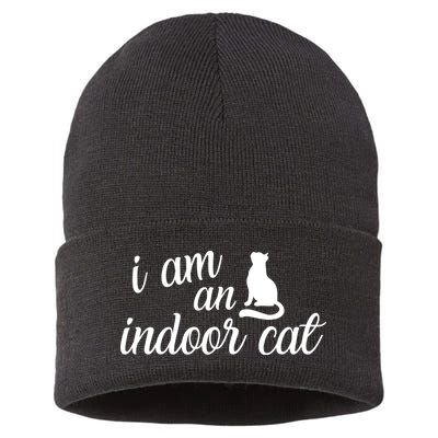 I Am An Indoor Cat Sustainable Knit Beanie