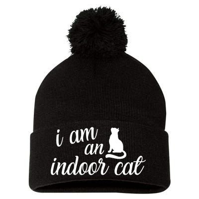 I Am An Indoor Cat Pom Pom 12in Knit Beanie