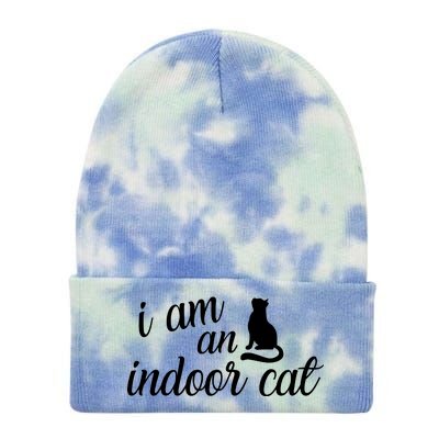 I Am An Indoor Cat Tie Dye 12in Knit Beanie