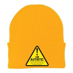 I Am Autistic Autism Warning Sign Knit Cap Winter Beanie