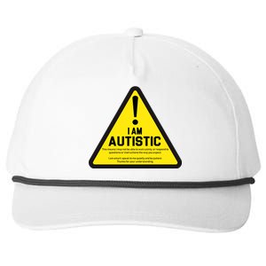 I Am Autistic Autism Warning Sign Snapback Five-Panel Rope Hat