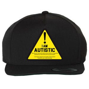 I Am Autistic Autism Warning Sign Wool Snapback Cap