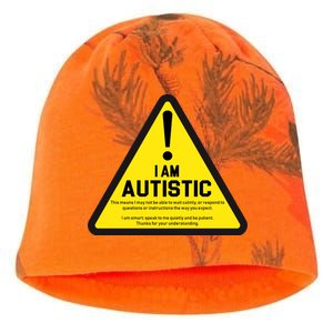 I Am Autistic Autism Warning Sign Kati - Camo Knit Beanie