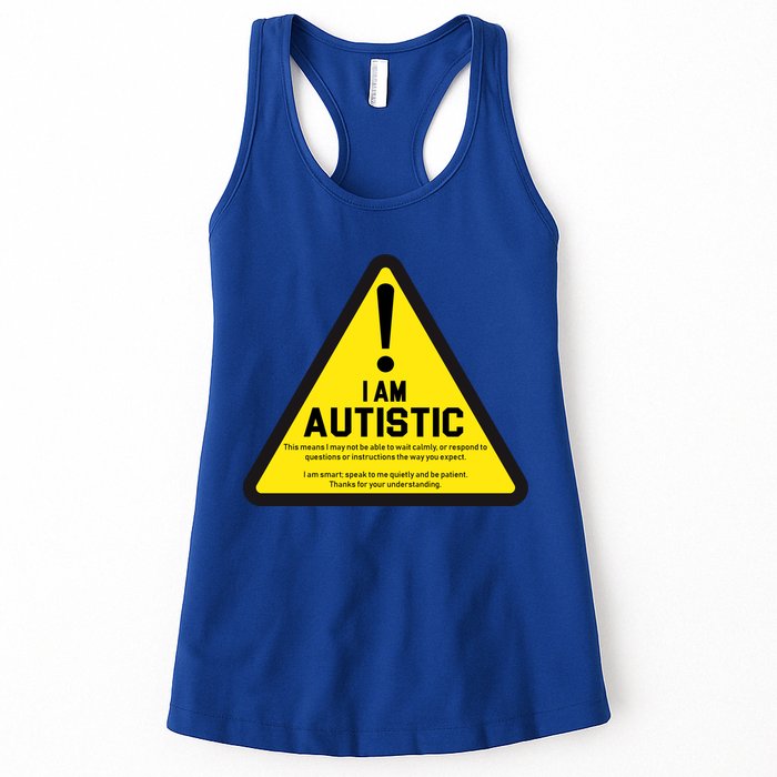 I Am Autistic Autism Warning Sign Womens Tank Top