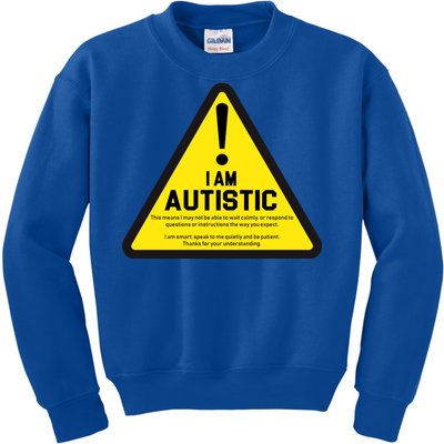 I Am Autistic Autism Warning Sign Kids Sweatshirt