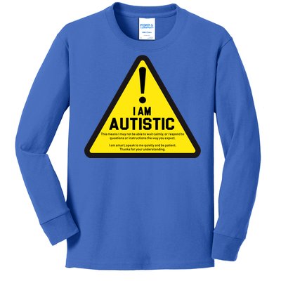 I Am Autistic Autism Warning Sign Kids Long Sleeve Shirt