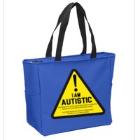 I Am Autistic Autism Warning Sign Zip Tote Bag