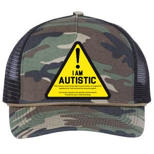 I Am Autistic Autism Warning Sign Retro Rope Trucker Hat Cap