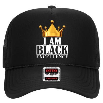 I Am Black Excellence High Crown Mesh Back Trucker Hat