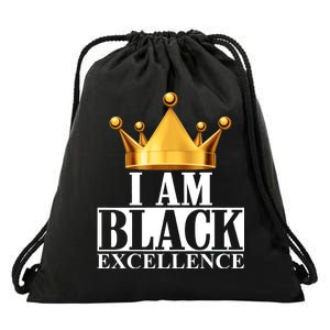 I Am Black Excellence Drawstring Bag