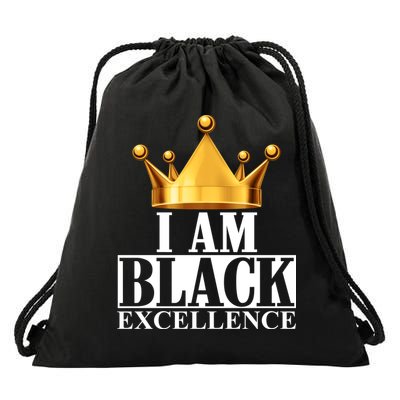 I Am Black Excellence Drawstring Bag