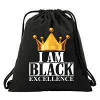 I Am Black Excellence Drawstring Bag