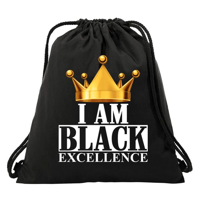 I Am Black Excellence Drawstring Bag