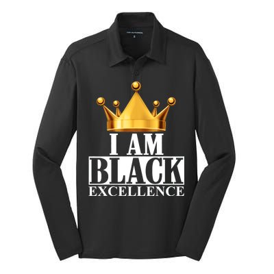 I Am Black Excellence Silk Touch Performance Long Sleeve Polo