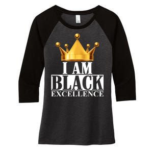 I Am Black Excellence Women's Tri-Blend 3/4-Sleeve Raglan Shirt