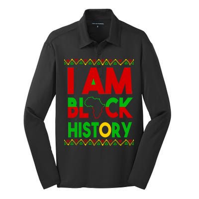 I Am Black History Silk Touch Performance Long Sleeve Polo