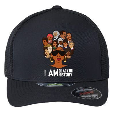 I Am Black History Love My Roots Flexfit Unipanel Trucker Cap