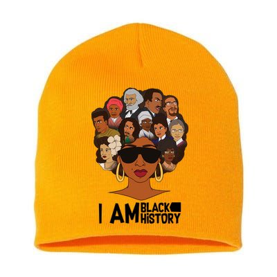 I Am Black History Love My Roots Short Acrylic Beanie