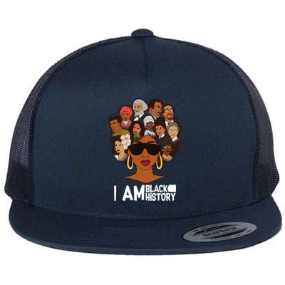 I Am Black History Love My Roots Flat Bill Trucker Hat